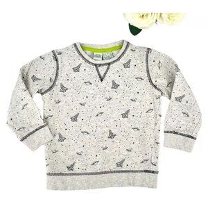 BOB Boys Fleece Sweatshirt Size 5-6 Pullover Gray Space Theme 100% Cotton